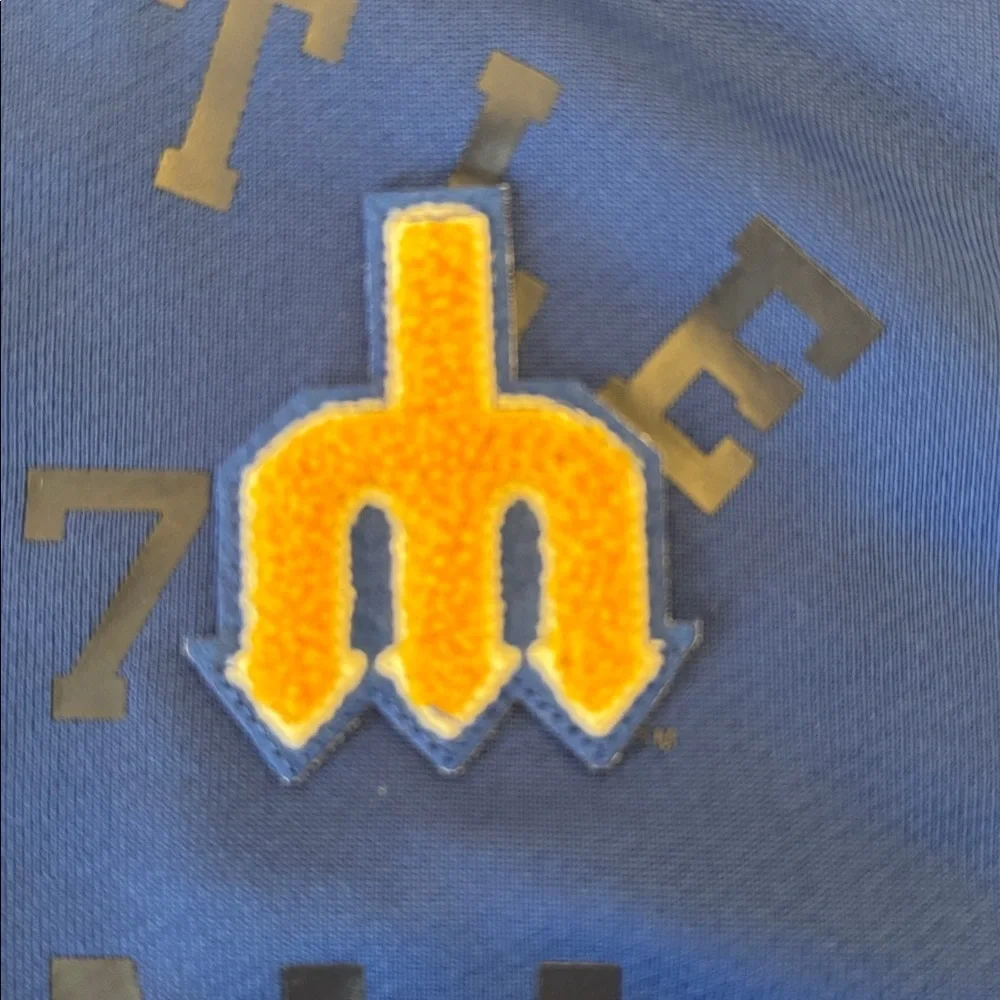 New! Women's Royal Seattle Mariners Rewind Splice Half-Zip Sweatshirt, sz M - Picture 6 of 9